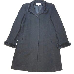 Liz Claiborne Coat Womens 18 Faux Fur Collar Cuffs Wool Blend Lined Classic
